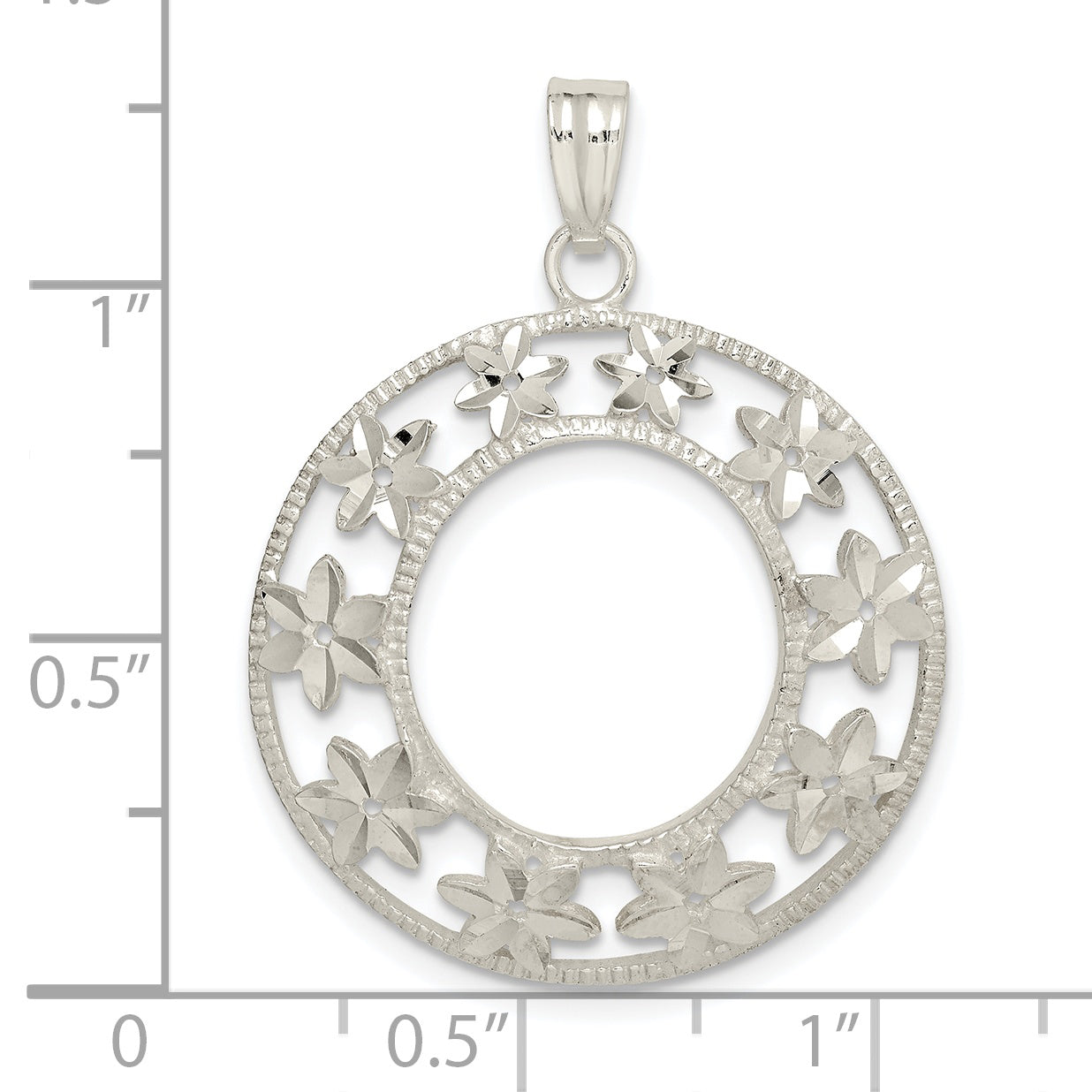 Sterling Silver Diamond-Cut Flower Pendant