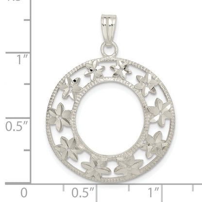Sterling Silver Diamond-Cut Flower Pendant