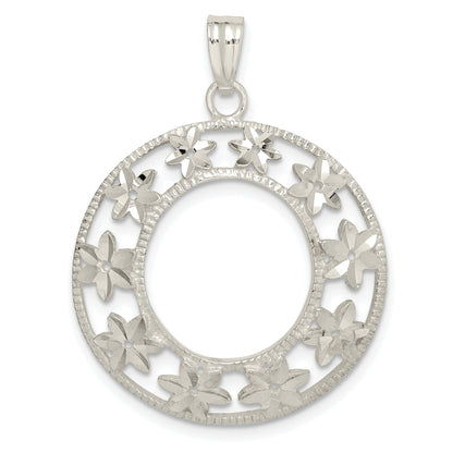 Sterling Silver Diamond-Cut Flower Pendant