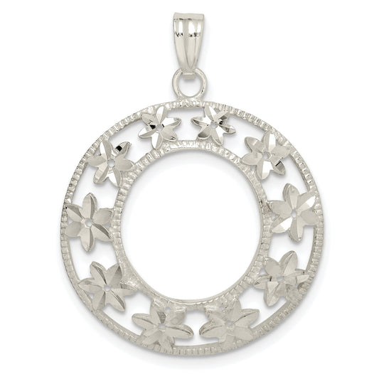 Sterling Silver Diamond-Cut Flower Pendant