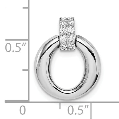 Sterling Silver Rhodium Plated Cz Pendant