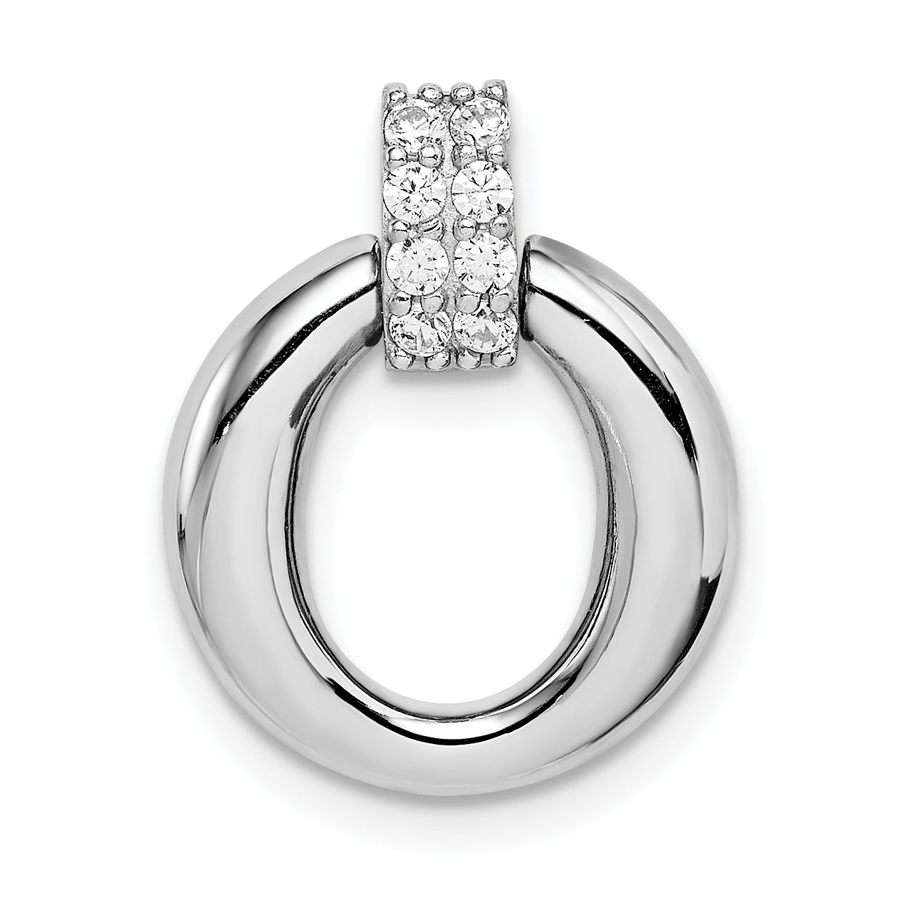 Sterling Silver Rhodium Plated Cz Pendant