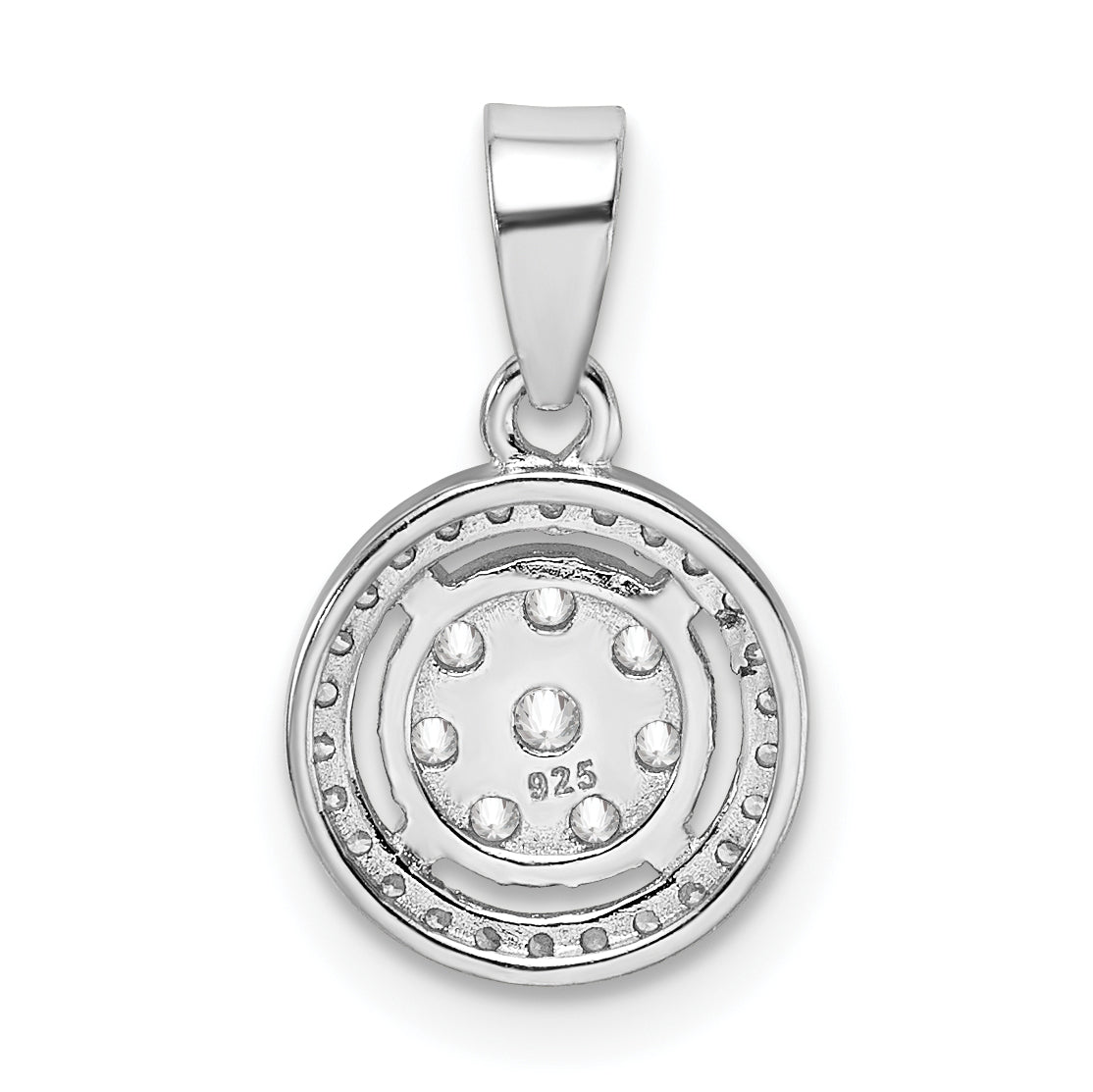 Sterling Silver Rhodium-Plated Pave Cz Circles Pendant