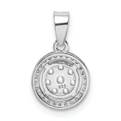 Sterling Silver Rhodium-Plated Pave Cz Circles Pendant