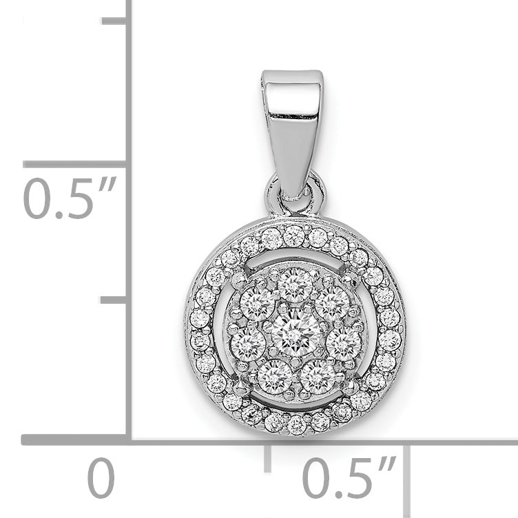 Sterling Silver Rhodium-Plated Pave Cz Circles Pendant