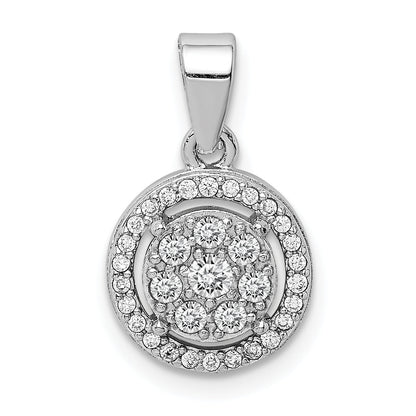 Sterling Silver Rhodium-Plated Pave Cz Circles Pendant