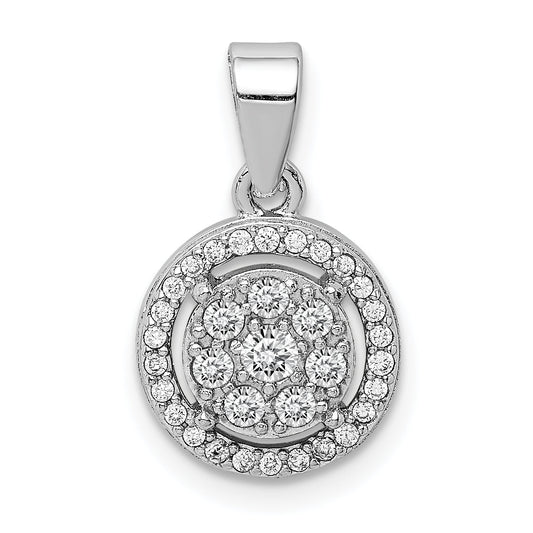 Sterling Silver Rhodium-Plated Pave Cz Circles Pendant