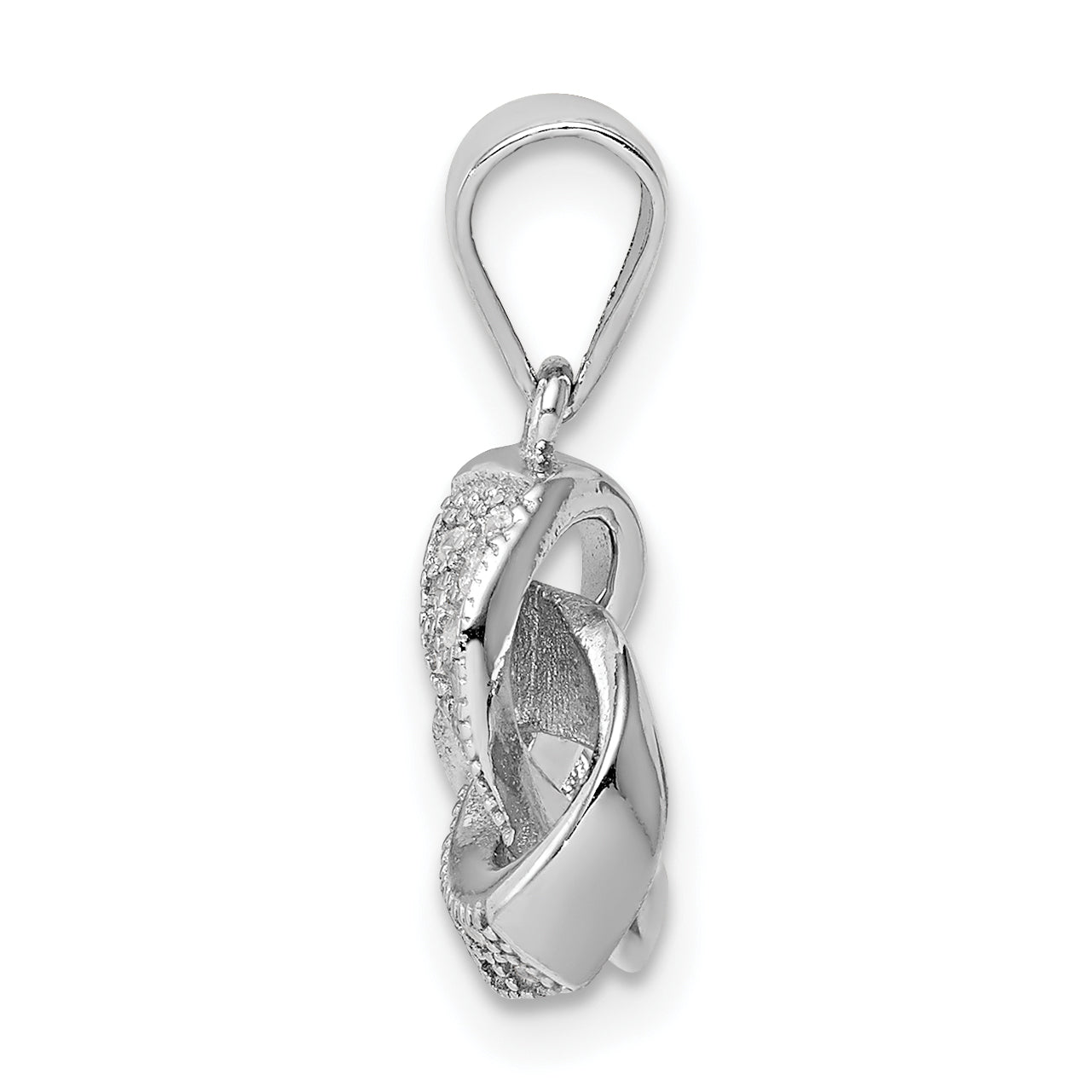 Sterling Silver Rhodium-Plated Polished Cz Love Knot Pendant