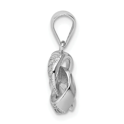 Sterling Silver Rhodium-Plated Polished Cz Love Knot Pendant