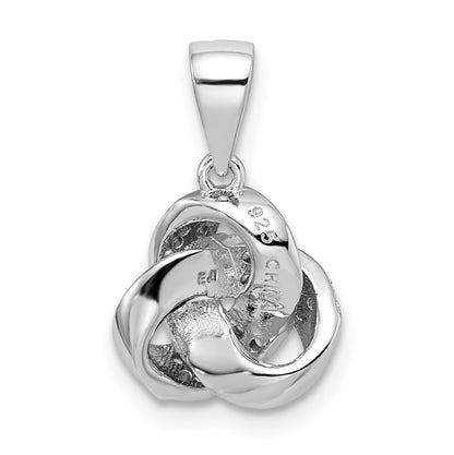 Sterling Silver Rhodium-Plated Polished Cz Love Knot Pendant