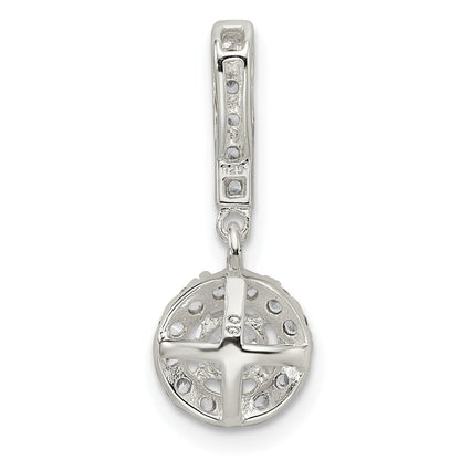 Sterling Silver Cz Halo Dangle Pendant