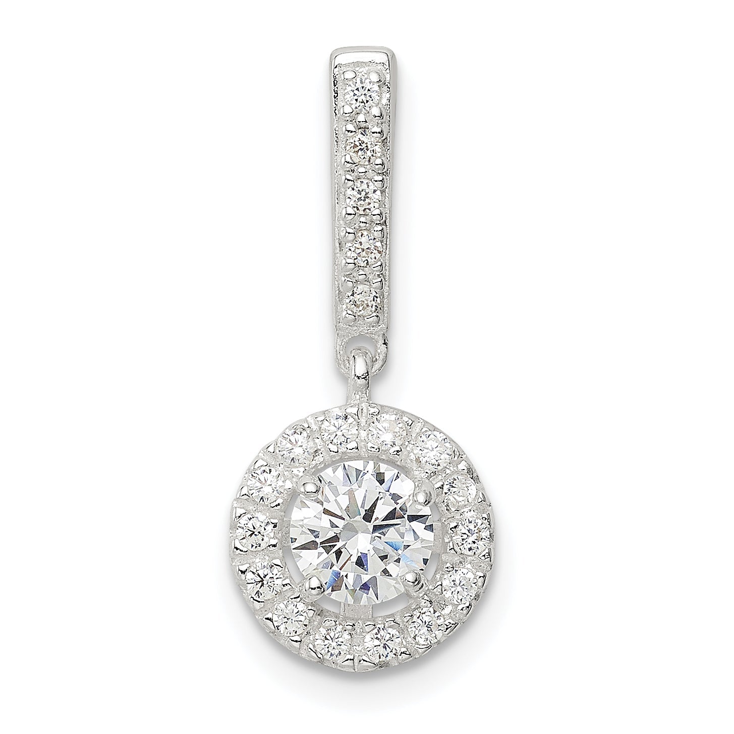 Sterling Silver Cz Halo Dangle Pendant