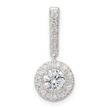 Sterling Silver Cz Halo Dangle Pendant