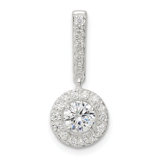 Sterling Silver Cz Halo Dangle Pendant