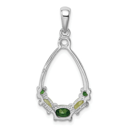 Sterling Silver Rhodium Plated Chrome Diopside And Peridot Pendant