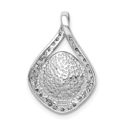 Sterling Silver Rh-Plated Clear/Golden Crystal Teardrop Pendant