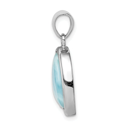 Sterling Silver Rhodium-Plated Larimar Heart Pendant