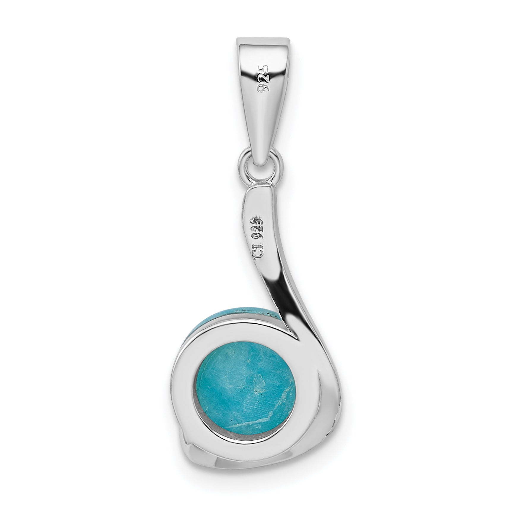 Sterling Silver Rhodium-Plated Larimar Swirl Design Pendant