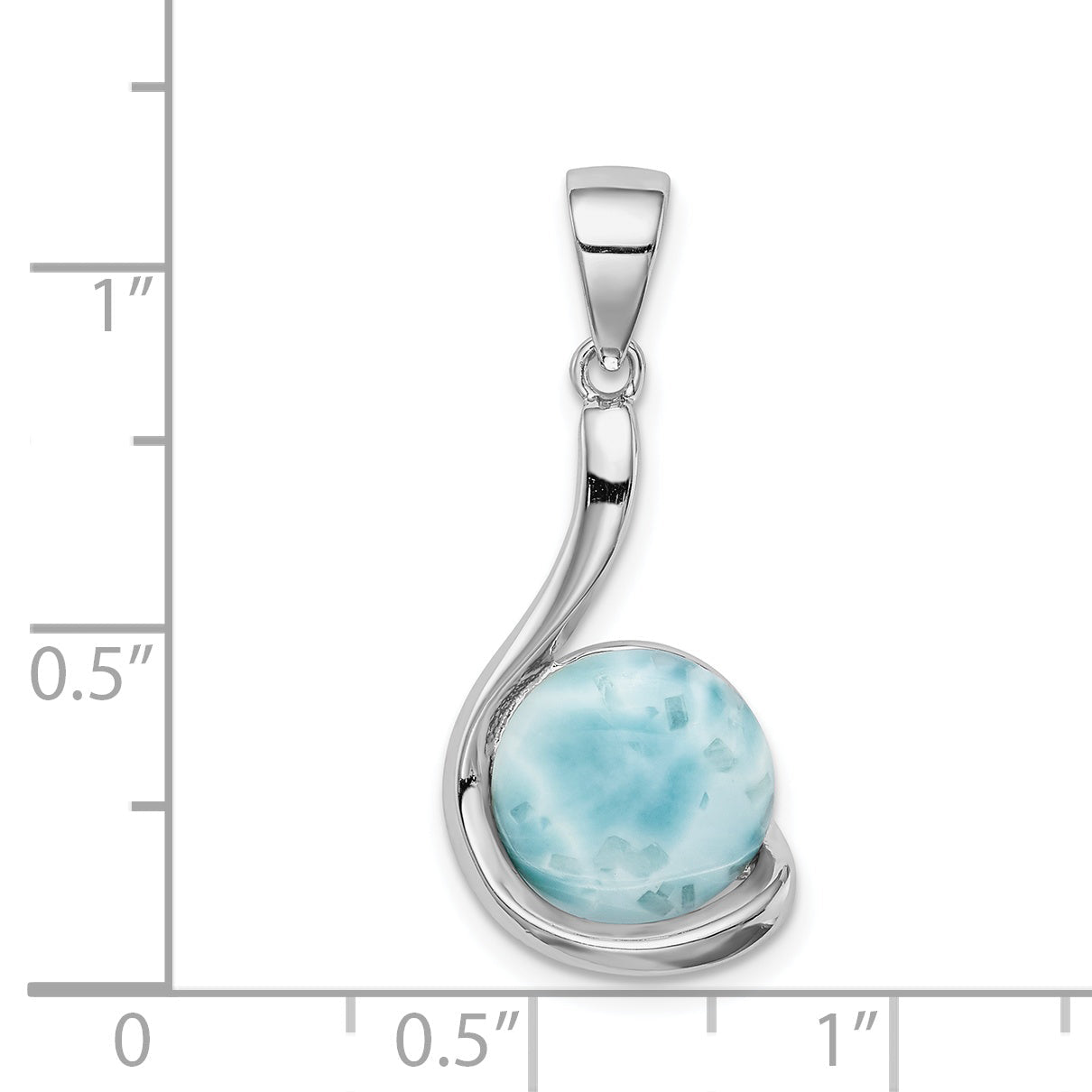 Sterling Silver Rhodium-Plated Larimar Swirl Design Pendant