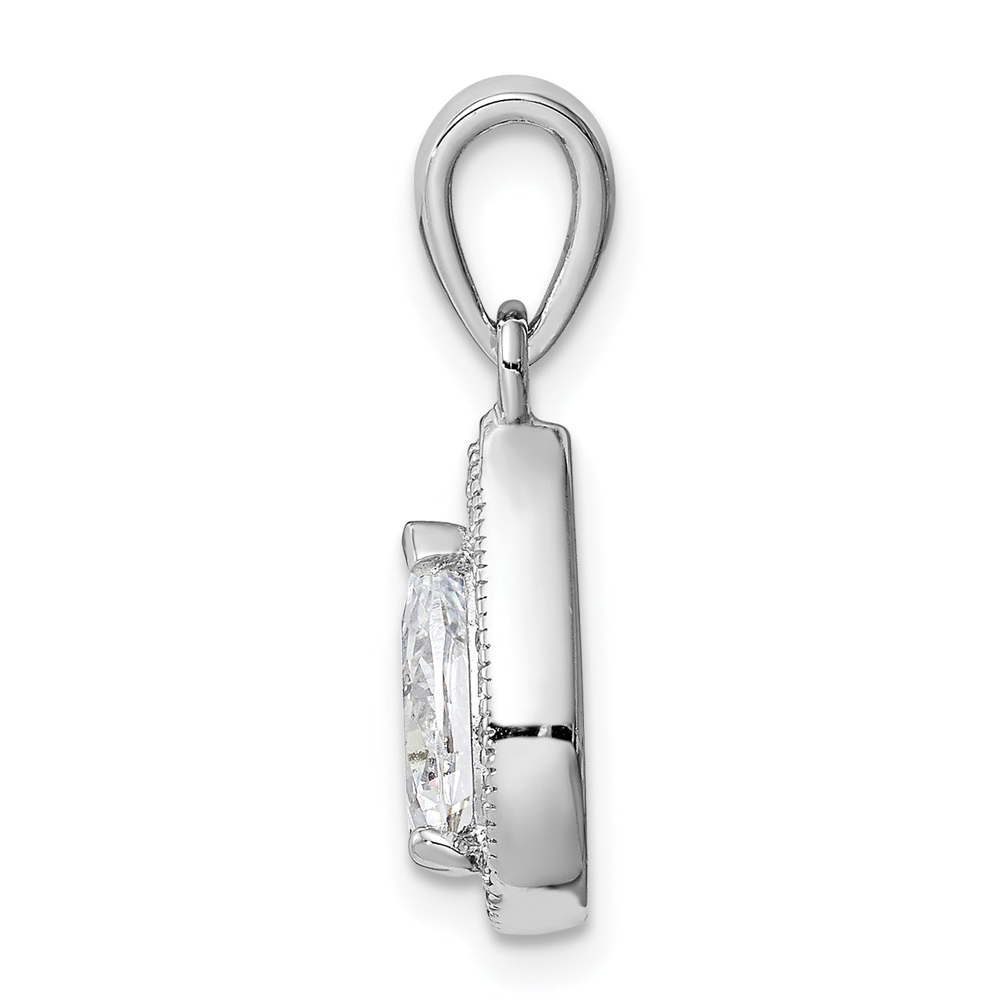 Sterling Silver Rhodium Plated Cz Pendant