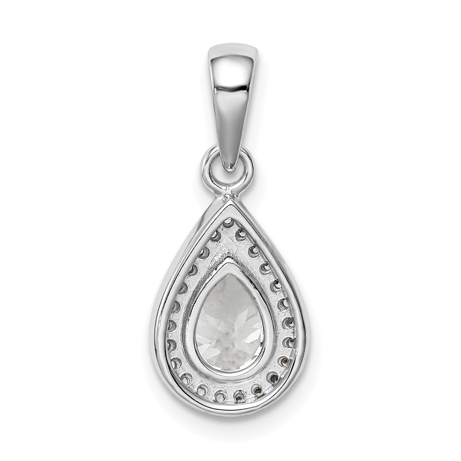 Sterling Silver Rhodium Plated Cz Pendant