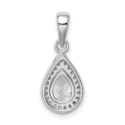 Sterling Silver Rhodium Plated Cz Pendant