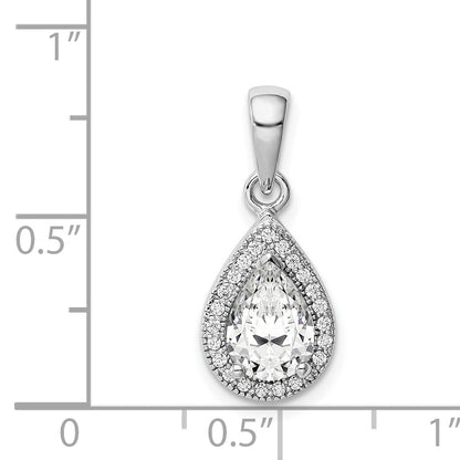 Sterling Silver Rhodium Plated Cz Pendant
