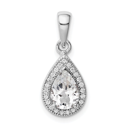 Sterling Silver Rhodium Plated Cz Pendant