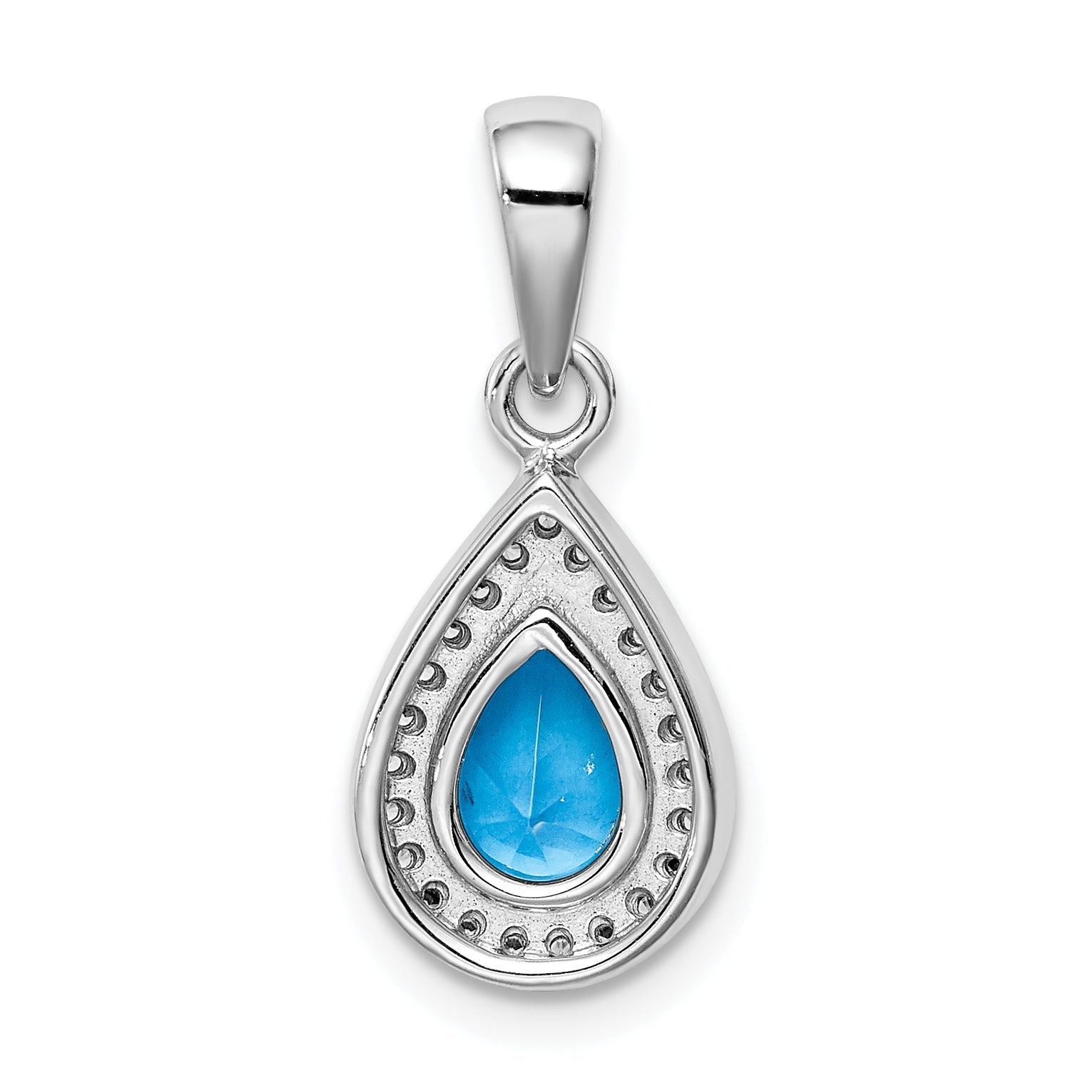 Sterling Silver Rhodium Plated Blue And Clear Cz Pendant