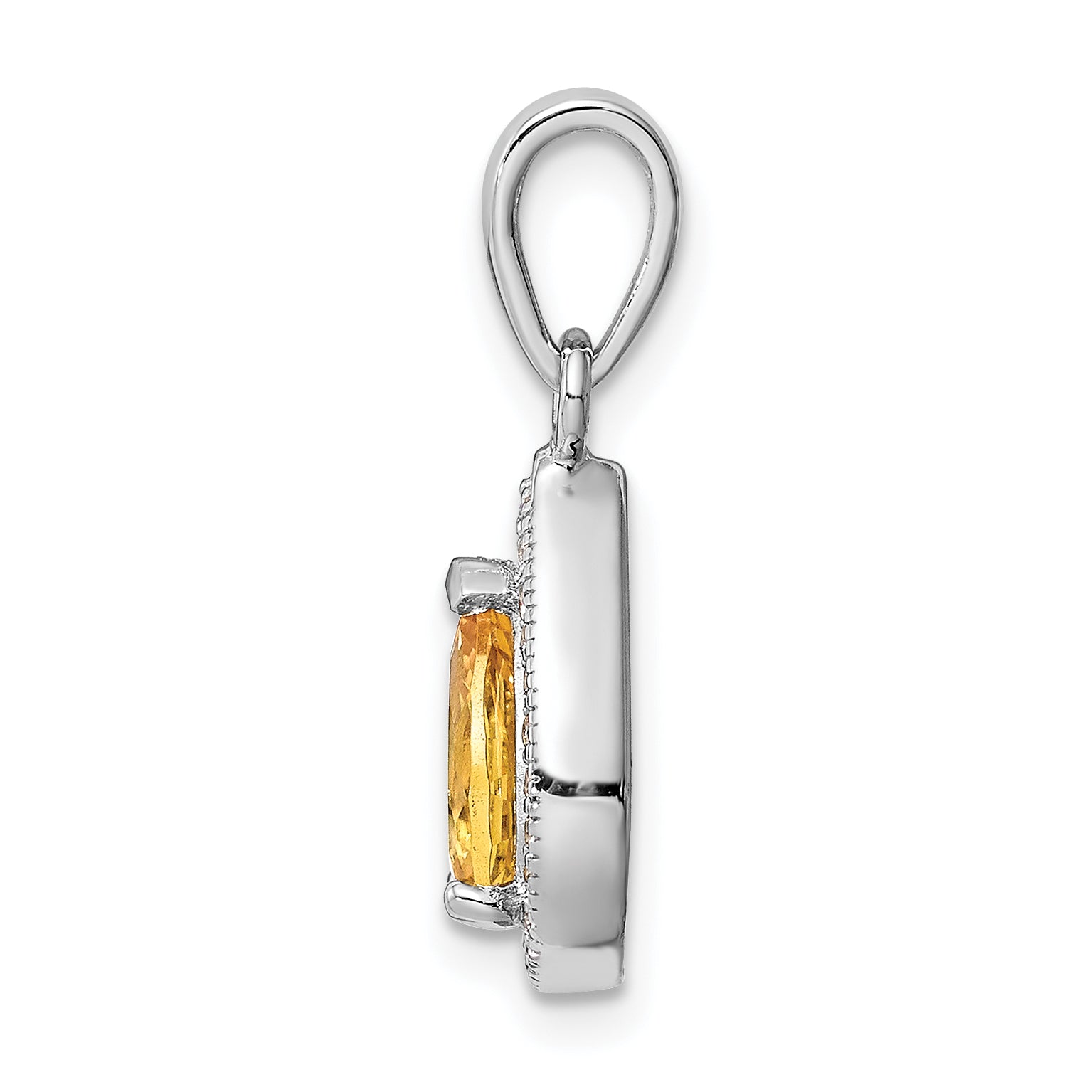 Sterling Silver Rhodium Plated Yellow And Clear Cz Pendant