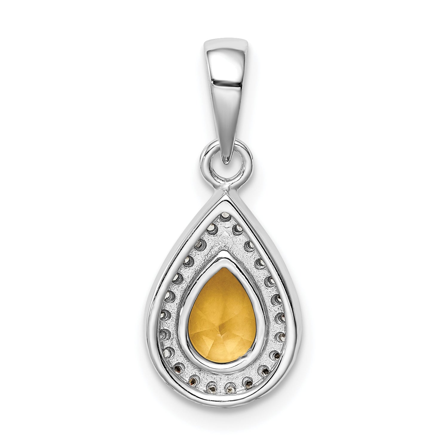 Sterling Silver Rhodium Plated Yellow And Clear Cz Pendant