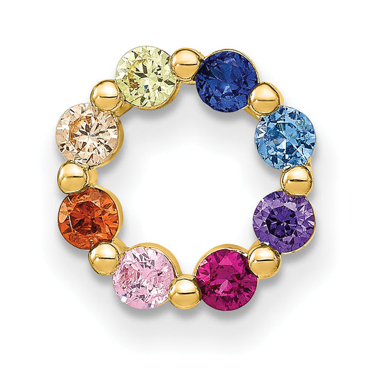 Sterling Silver Prizma Gold-Tone 14K Flash Gold-Plated Colorful Cz Circle Chain Slide