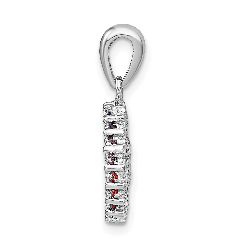 Sterling Silver Prizma Rhodium-Plated White And Colorful Cz Post Earring Pendant Set