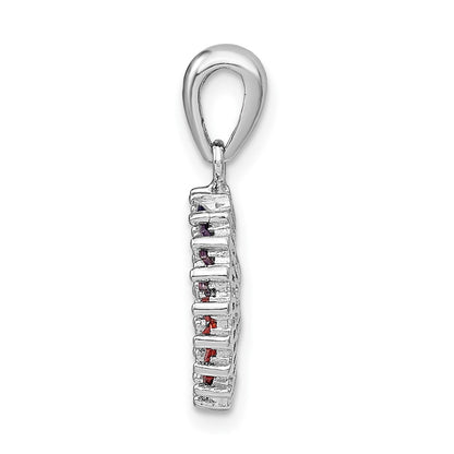 Sterling Silver Prizma Rhodium-Plated White And Colorful Cz Post Earring Pendant Set