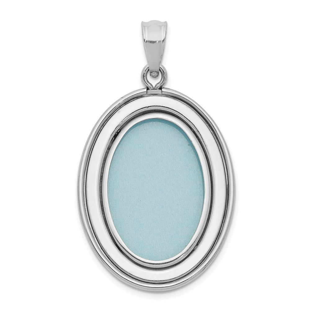Sterling Silver Rhodium-Plated Polished Oval Open Pendant