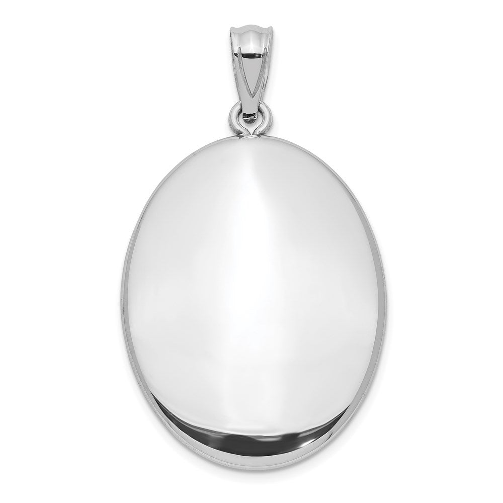 Sterling Silver Rhodium-Plated Polished Oval Open Pendant