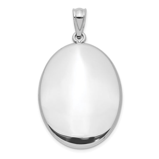 Sterling Silver Rhodium-Plated Polished Oval Open Pendant