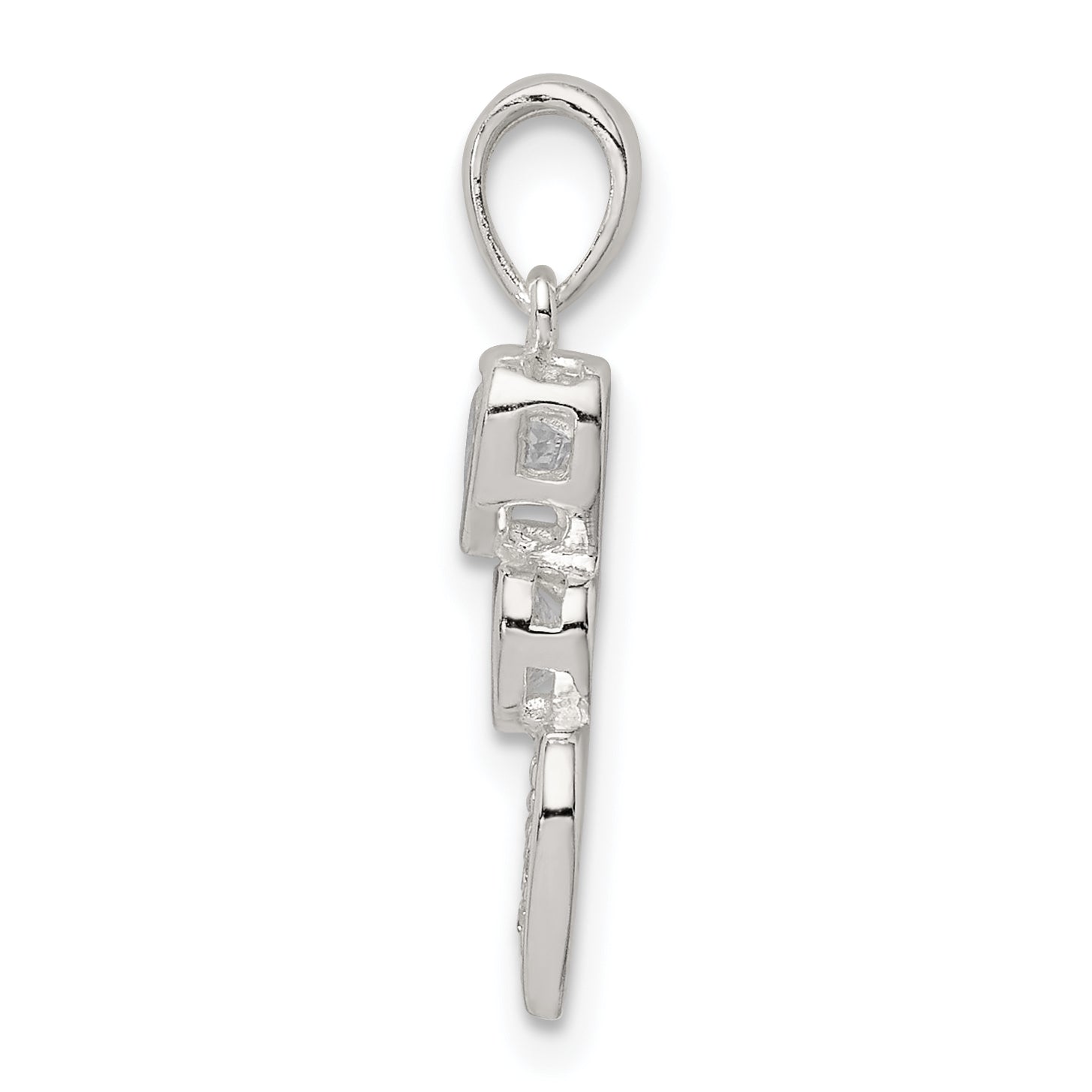 Sterling Silver Cz Hearts Pendant