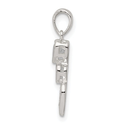 Sterling Silver Cz Hearts Pendant