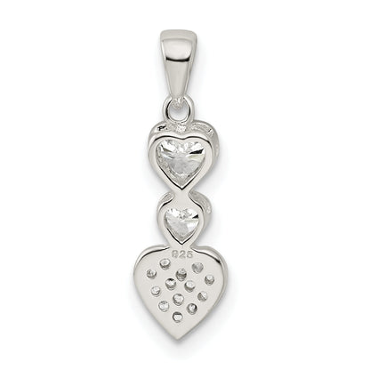 Sterling Silver Cz Hearts Pendant