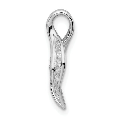 Sterling Silver Rhodium-Plated Cz Leaf Slide