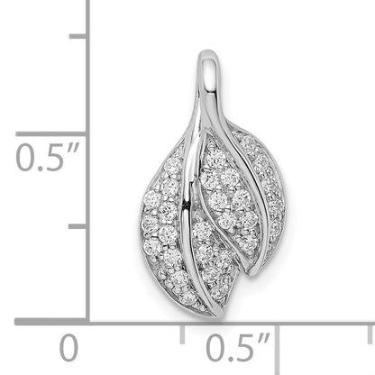Sterling Silver Rhodium-Plated Cz Leaf Slide