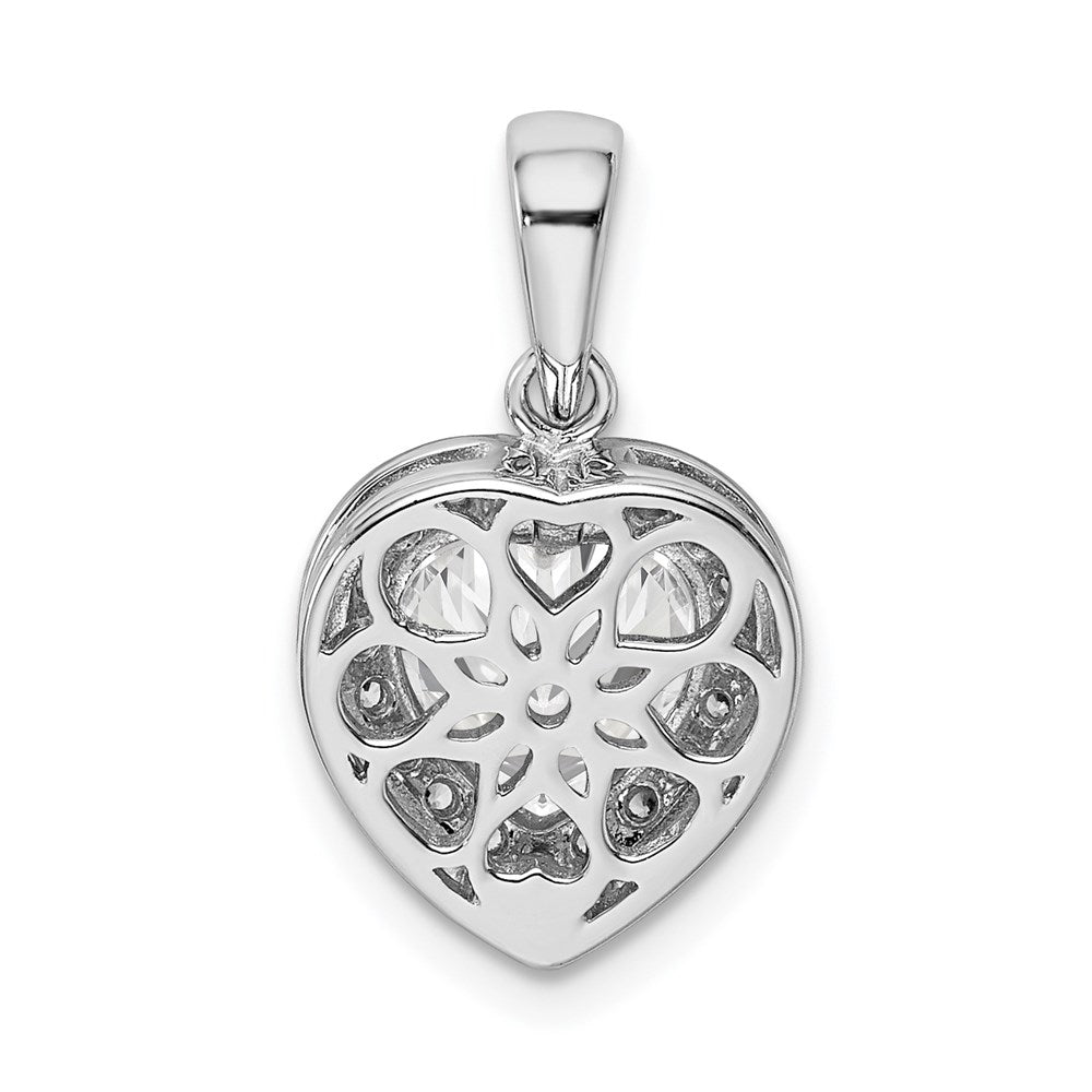 Sterling Silver Rhodium Plated Interchangeable Cz Heart Pendant