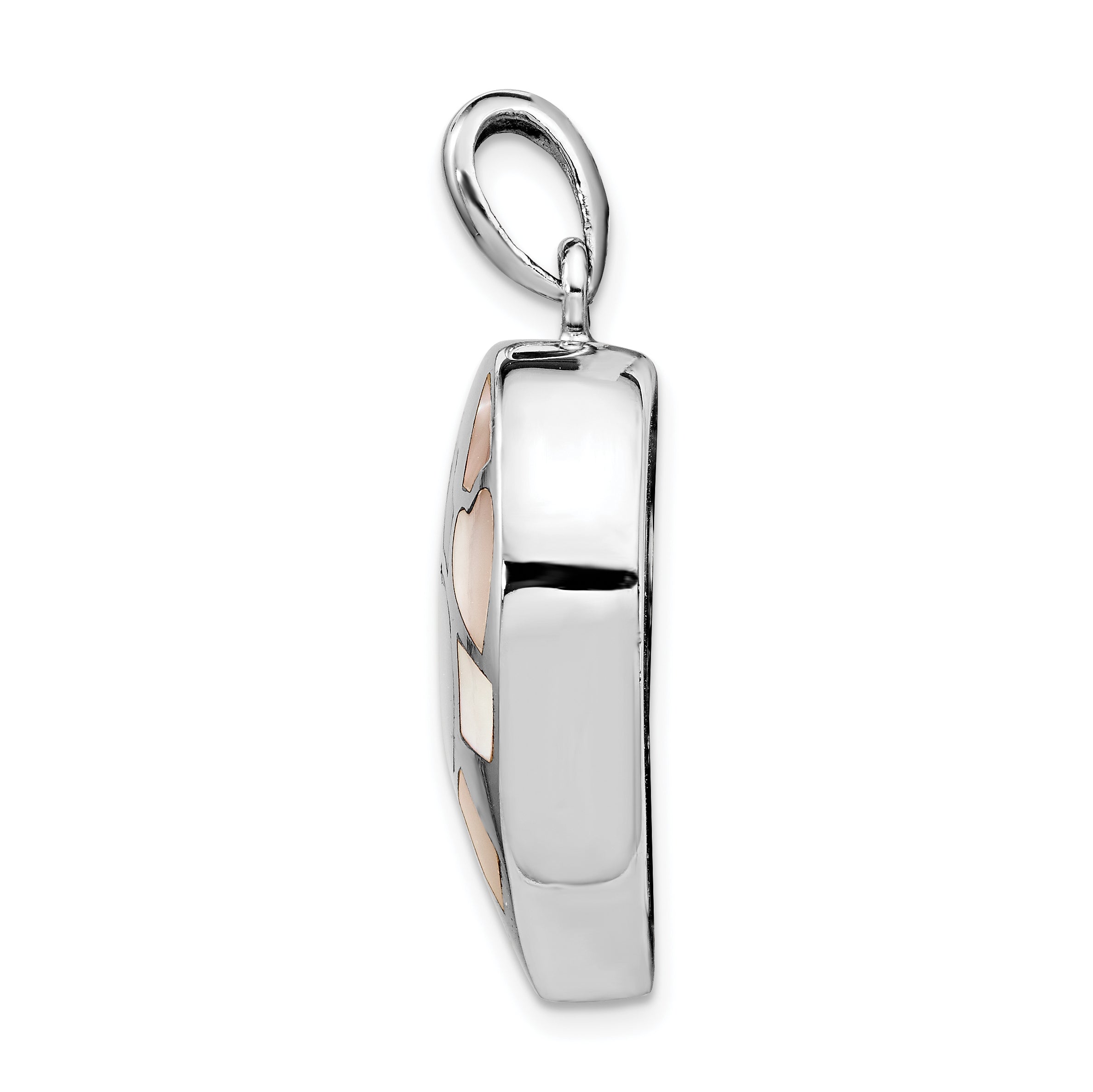 Sterling Silver Rhodium-Plated Mother Of Pearl Ash Holder Pendant