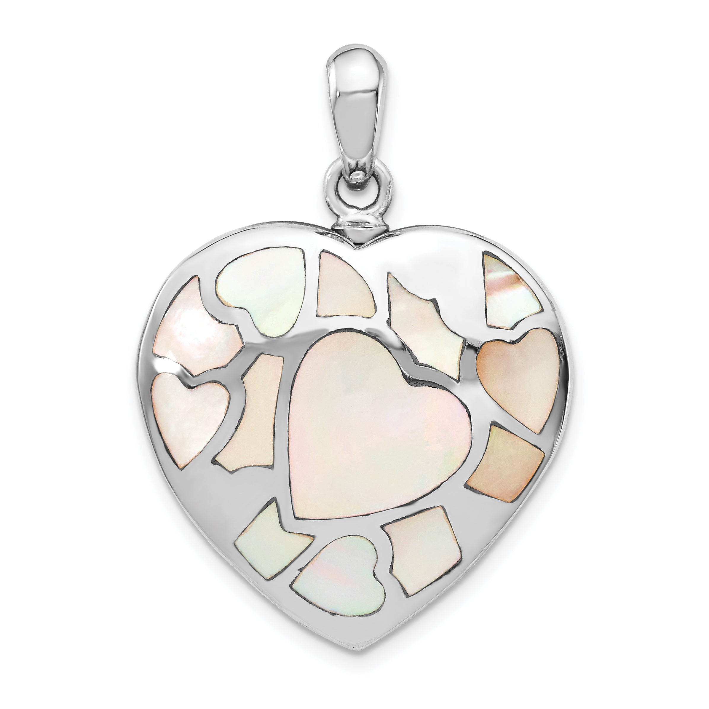 Sterling Silver Rhodium-Plated Mother Of Pearl Ash Holder Pendant