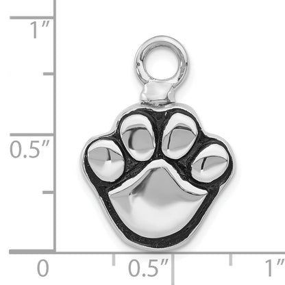 Sterling Silver Rhodium-Plated Enameled Paw Ash Holder Bottle Pendant