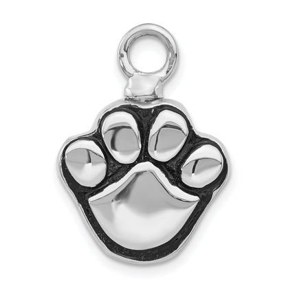 Sterling Silver Rhodium-Plated Enameled Paw Ash Holder Bottle Pendant