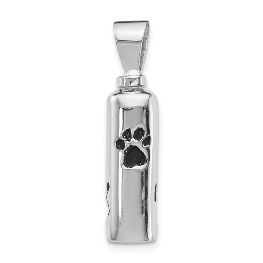 Sterling Silver Rhodium-Plated Enameled Paw Prints Ash Holder Pendant