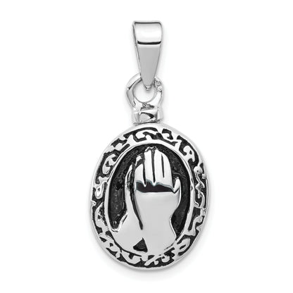 Sterling Silver Rhodium-Plated Enameled Praying Hands Ash Holder Pendant