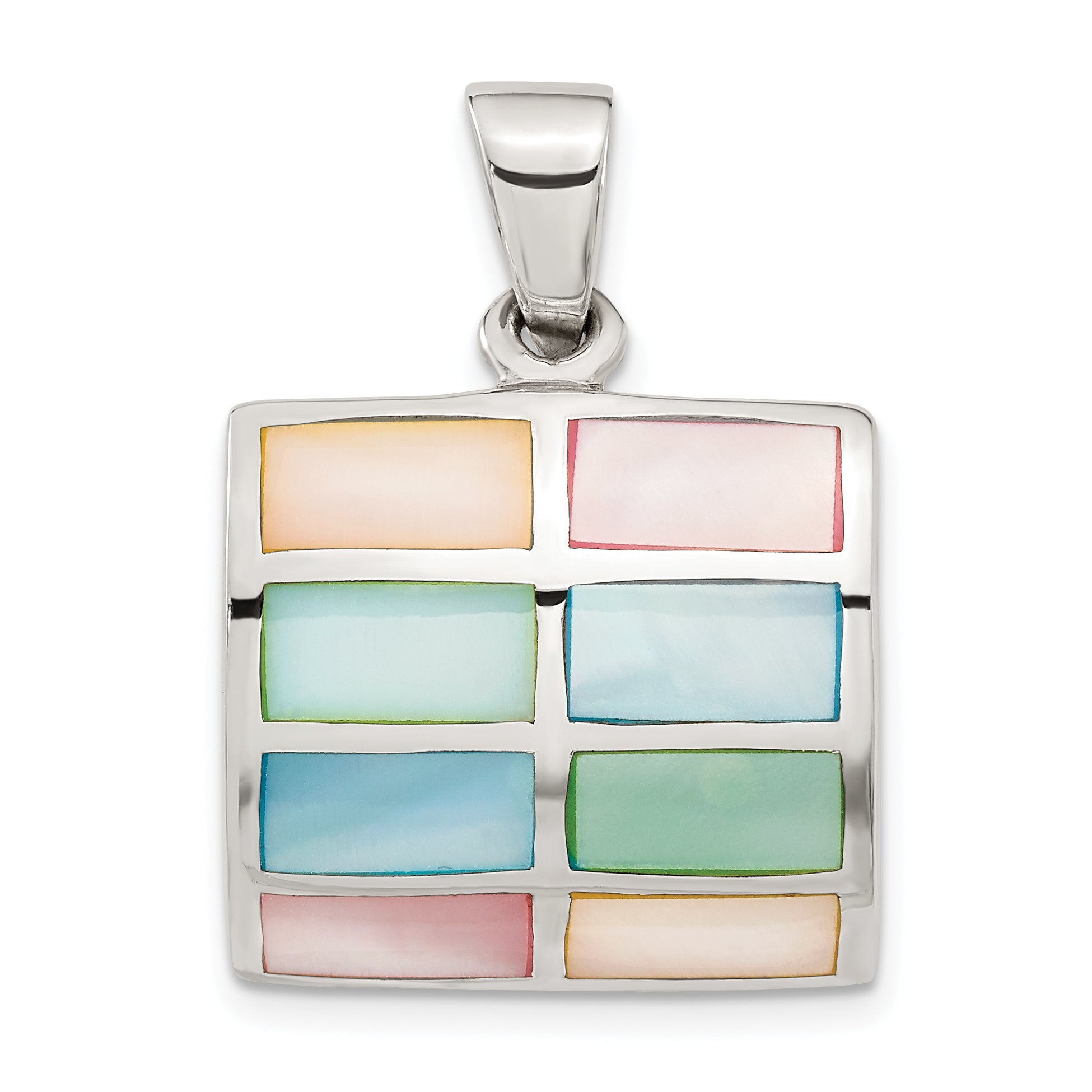 Sterling Silver Multicolored Mother Of Pearl Pendant